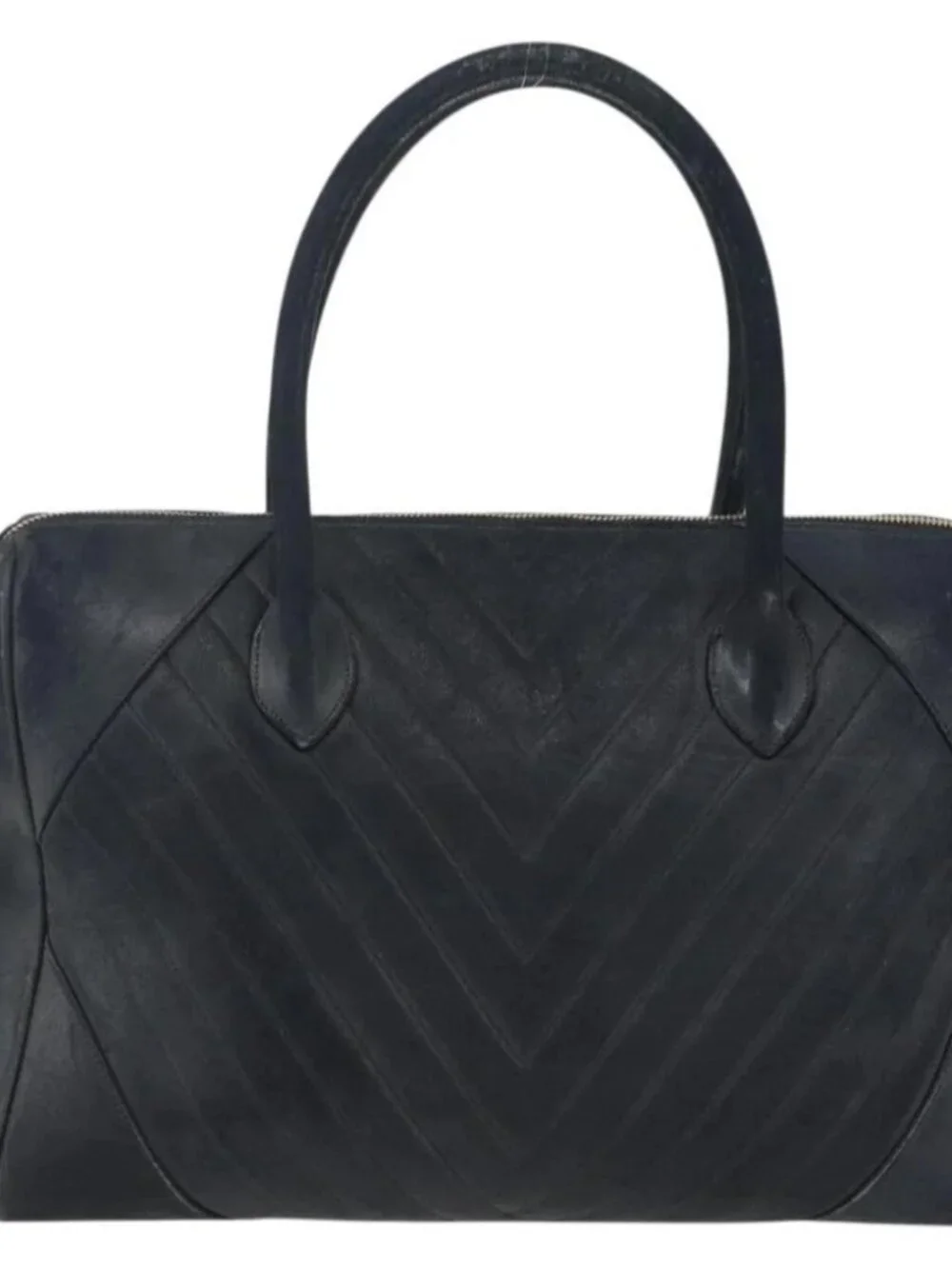 CHANEL Hand Bag Lamb Skin Black Gold CC Auth